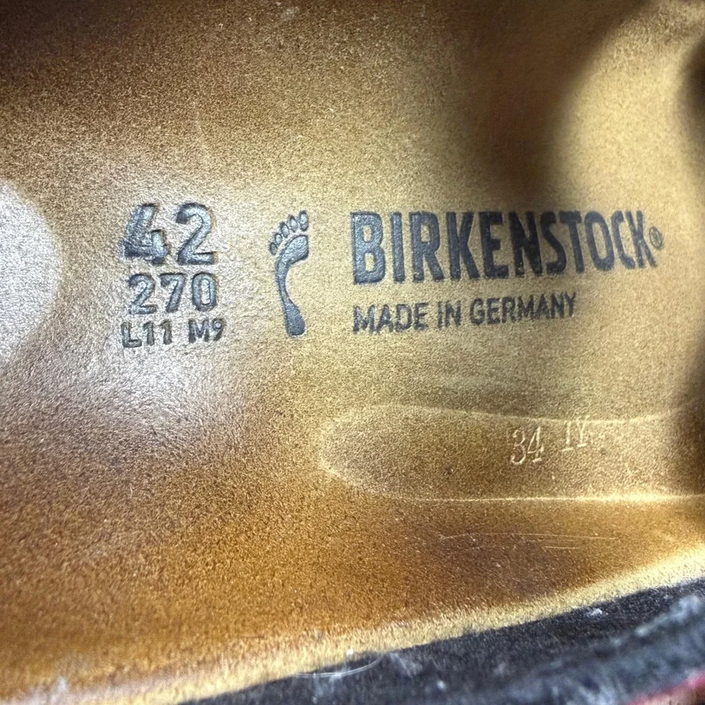 Birkenstock Arizona Maroon Red Lizard Embossed Sandals Mens‎ 9 L11 M9 EU 42